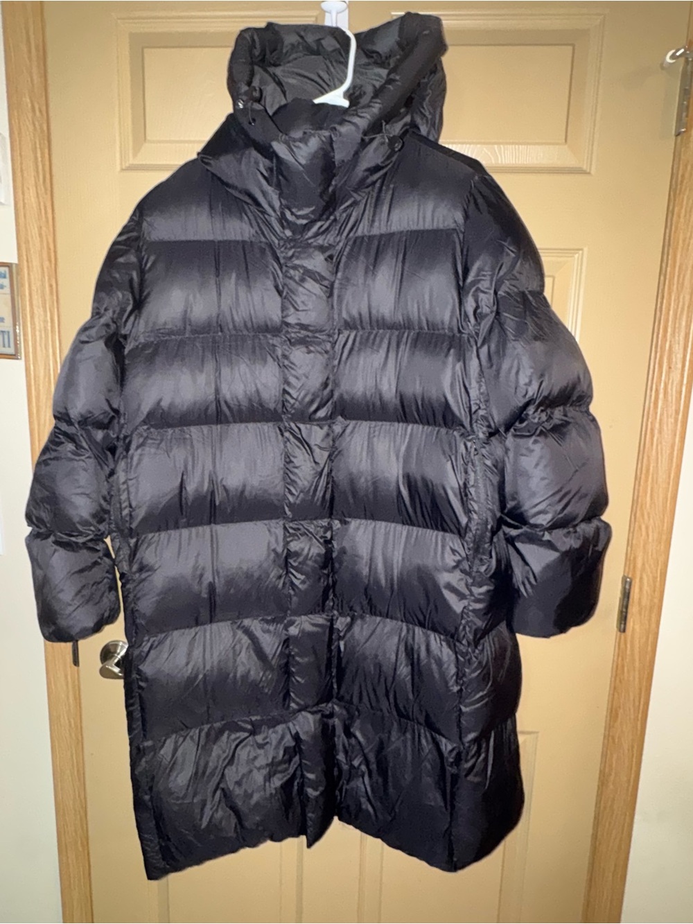 Halara Hooded Long Sleeve Zipper Longline Casual Puffer Jacket with Pockets (LG)